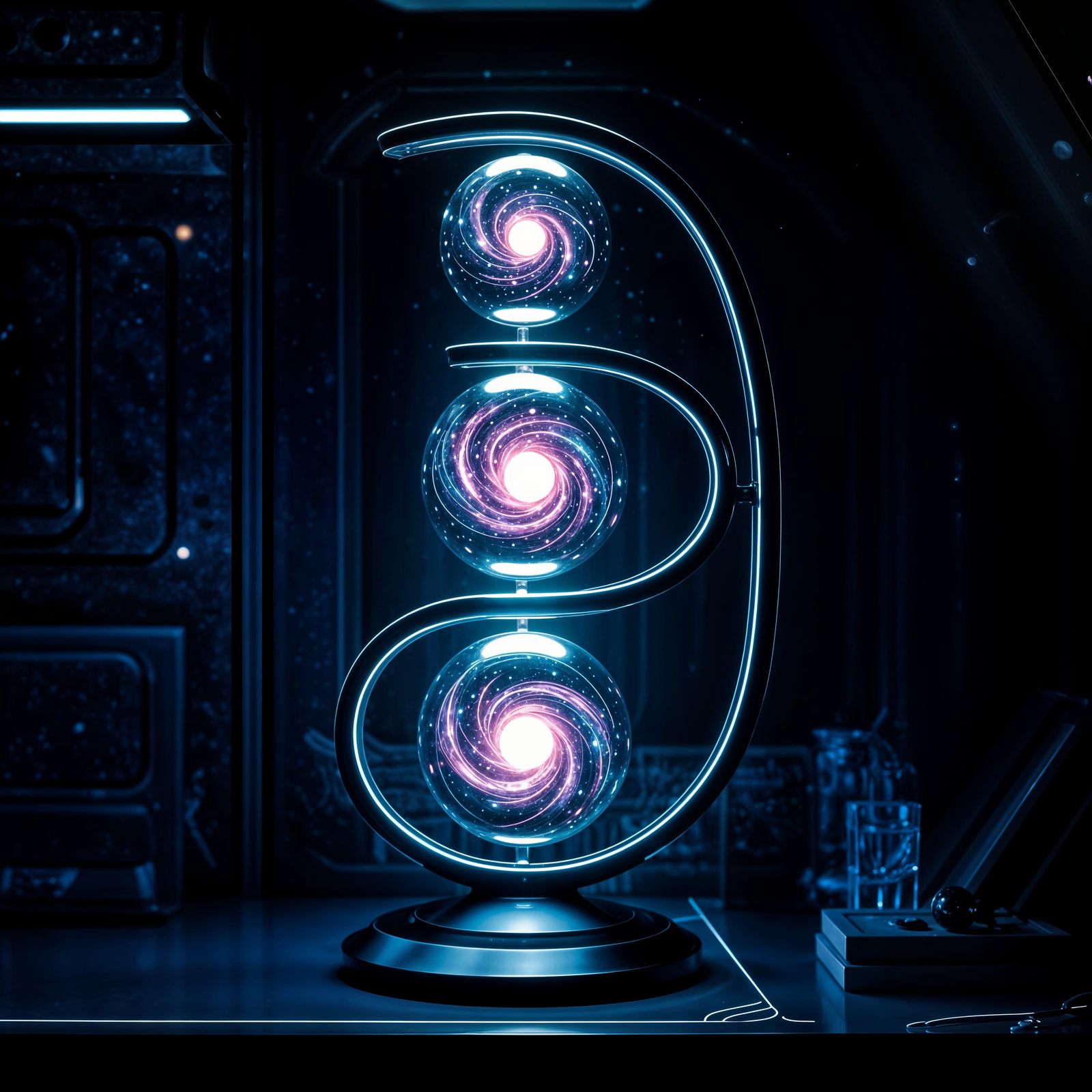 Futuristic Lamp Radiating Cosmic Glow