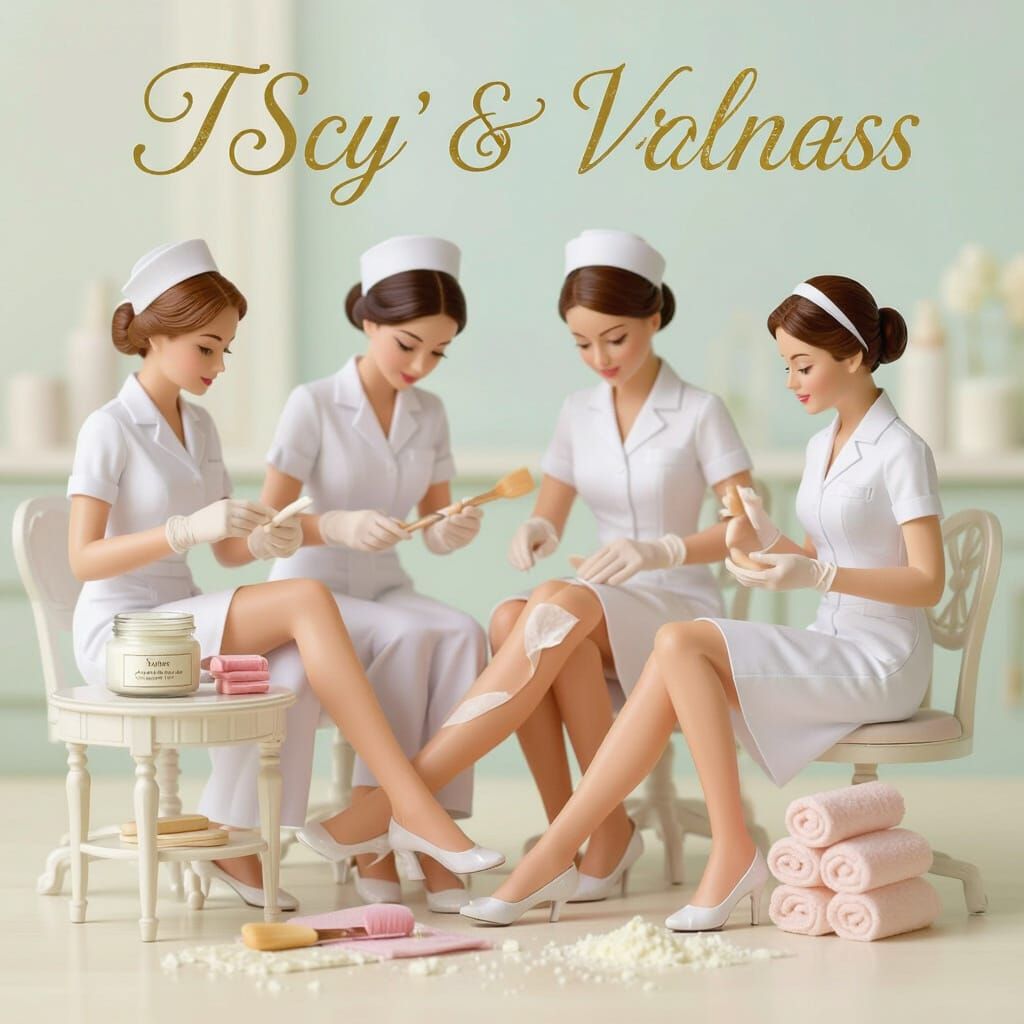 Miniature Beauticians Performing Sugaring Hair Removal