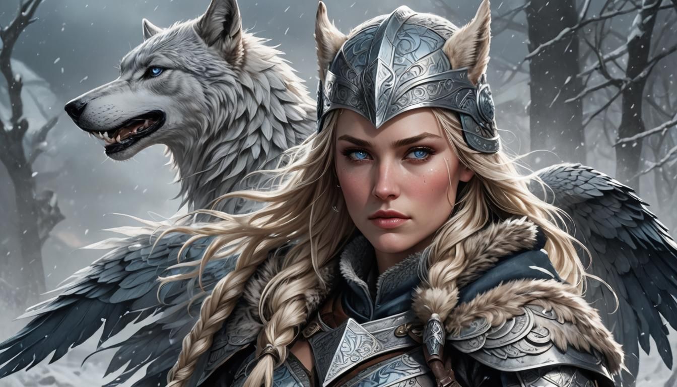 Valkyrie Warrior Ready for Battle in Asgard