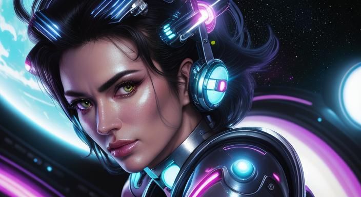 Sorayama-Inspired Cyberpunk Space Rider in Chrome