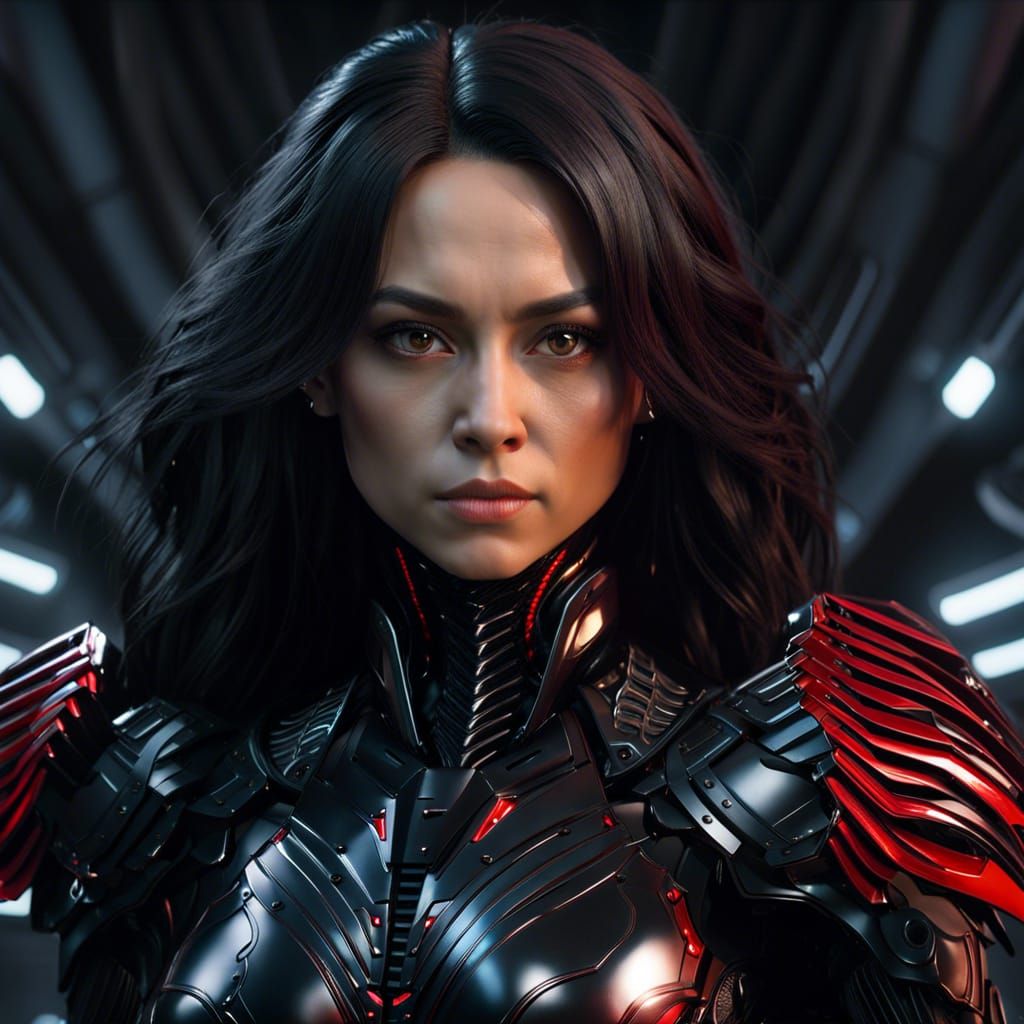 Futuristic Battle Angel in Intricate Armor