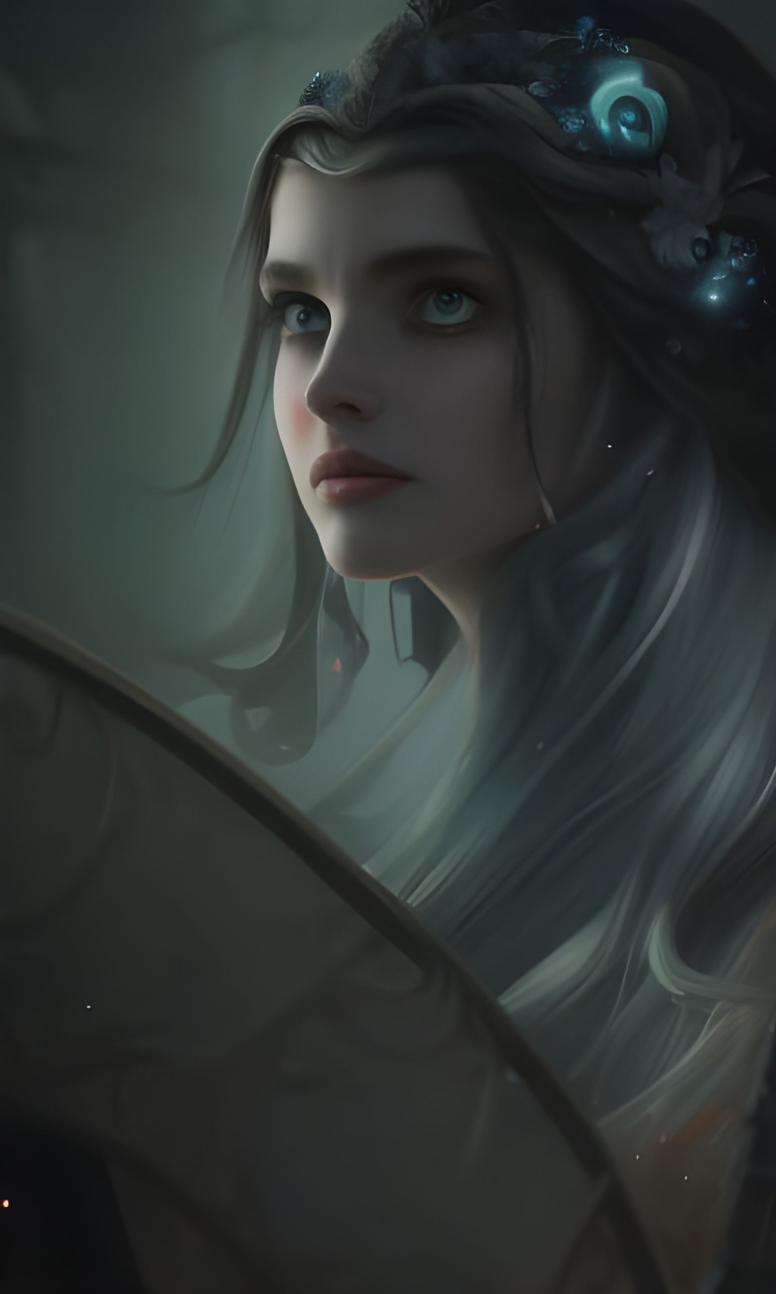 Pirate Ship with Javanese Architecture in Ethereal Landscape