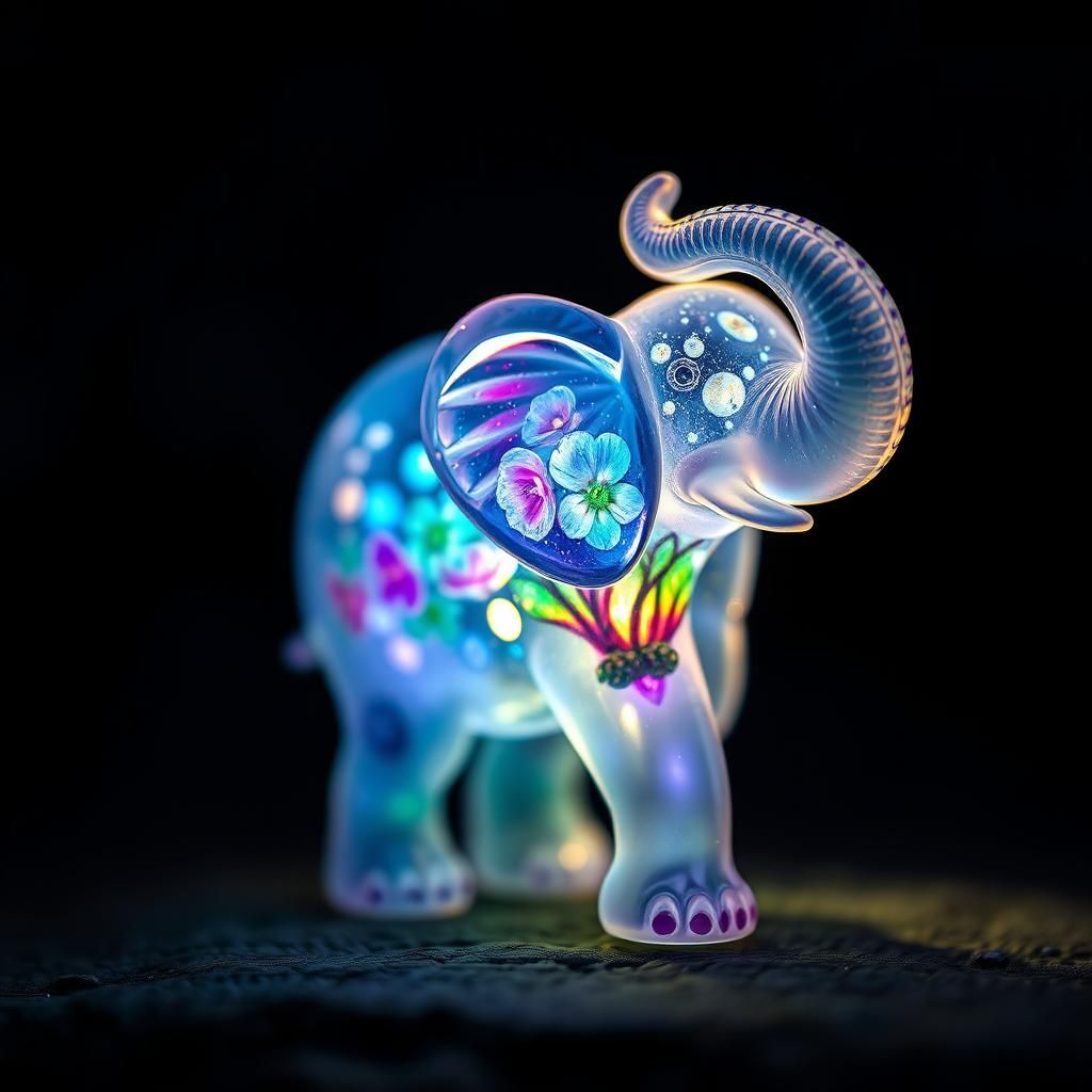 Luminous Elephant Figurine in Enamel Style