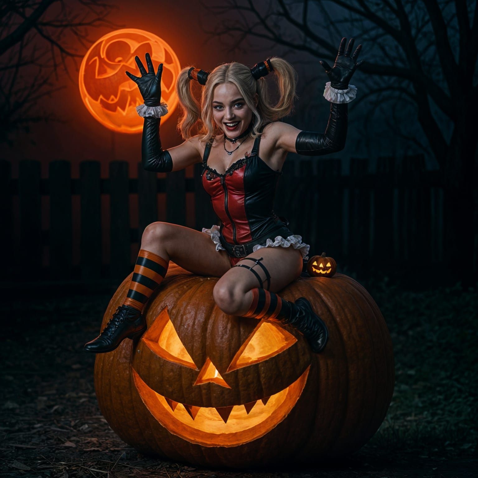 Harley Quinn Jumps From Jack O' Lantern on Halloween