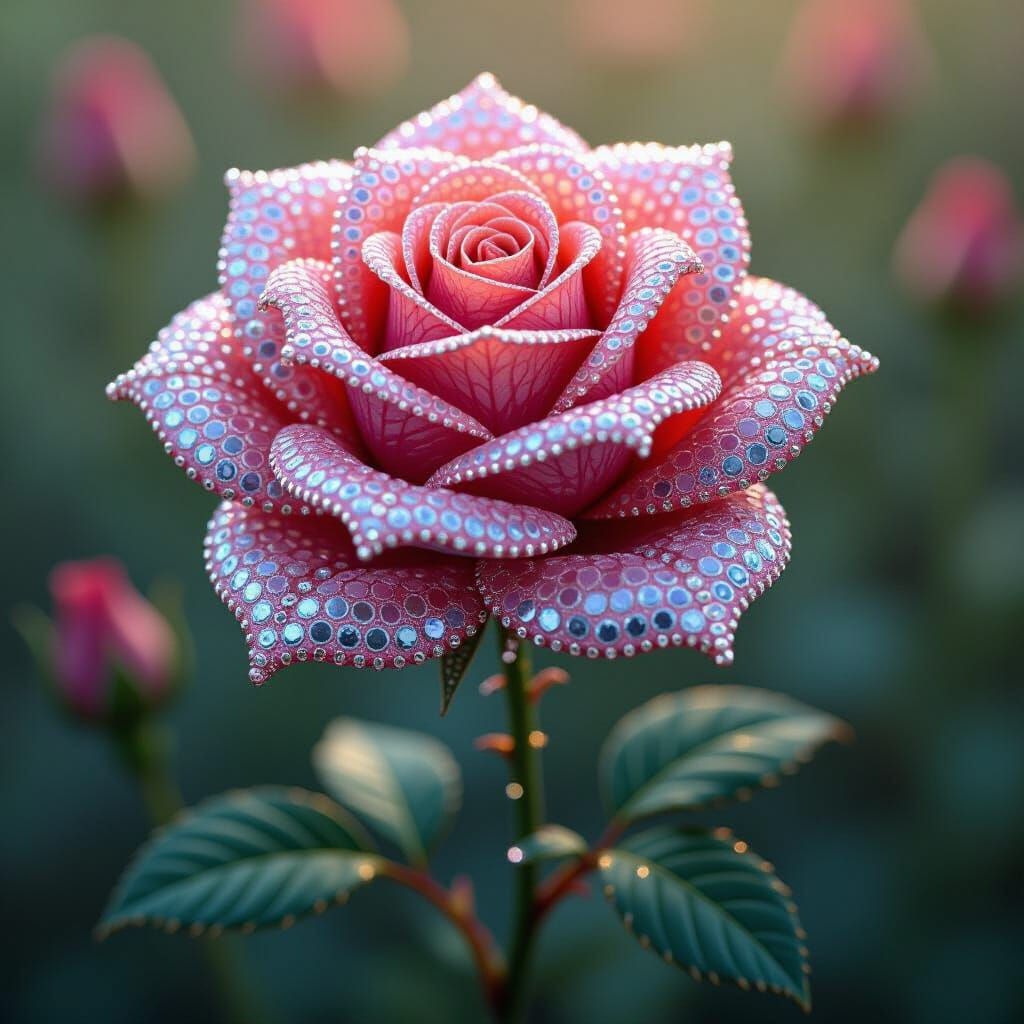 Beaded Rose in a Fantastical Style