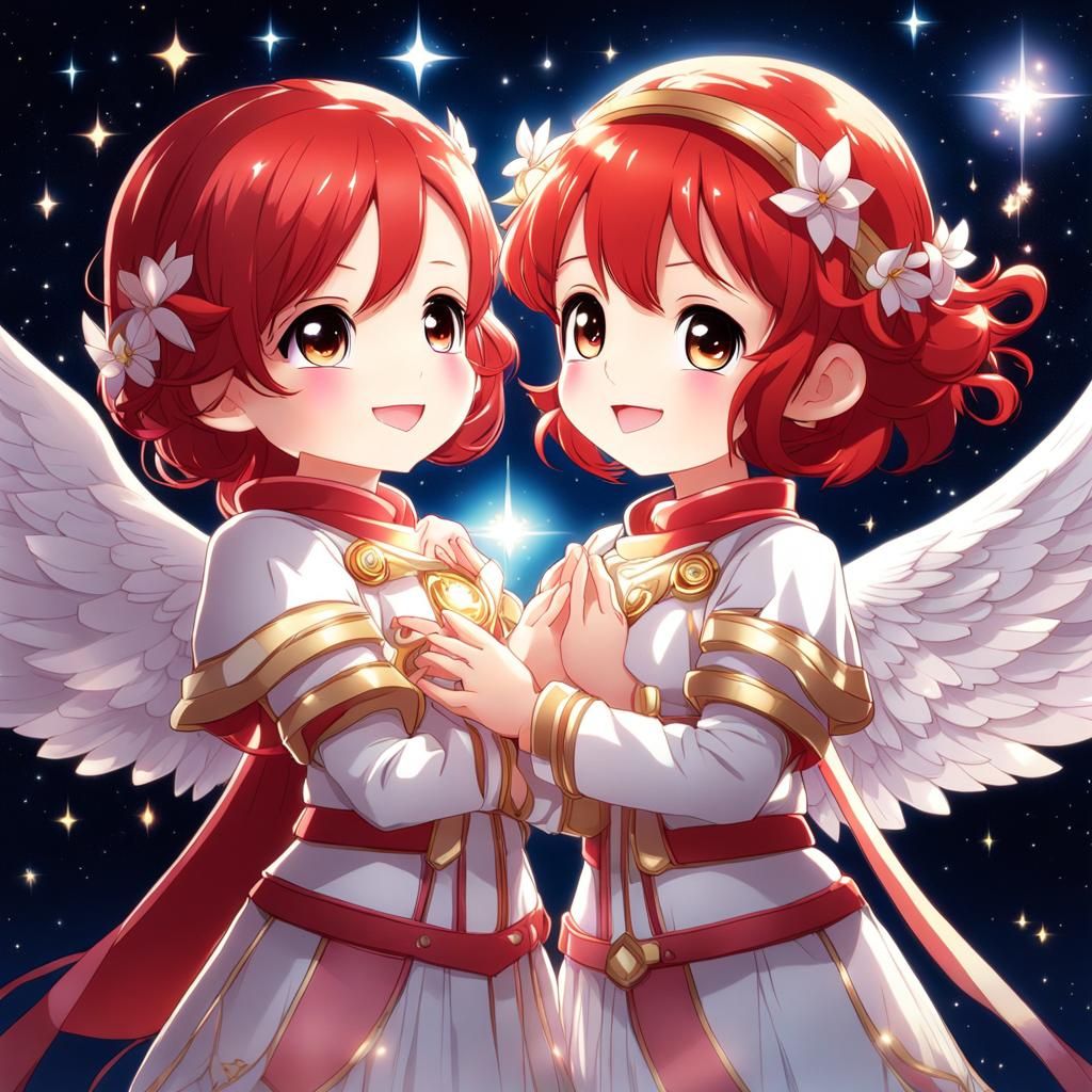 Chibi Angel Girls in Dreamcore Style