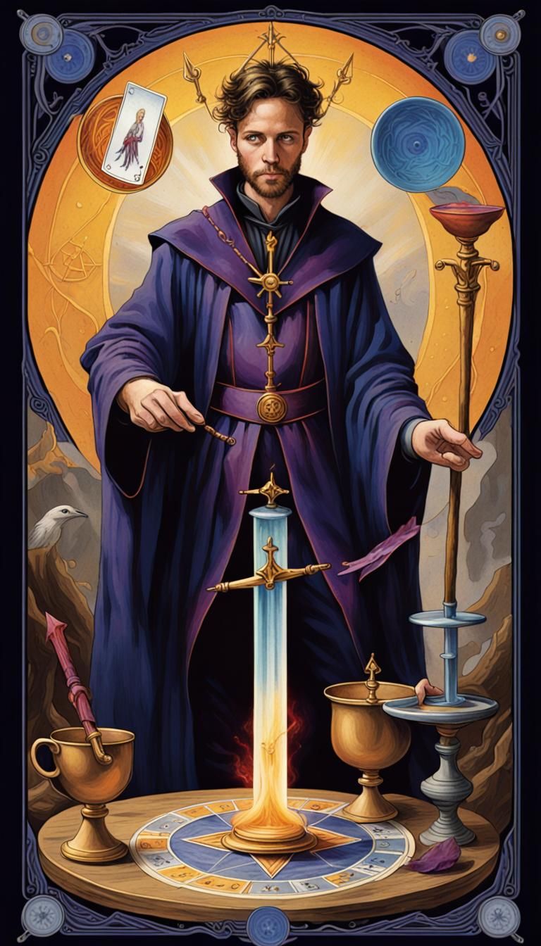 The Magician Tarot Card: Symbolic Digital Art