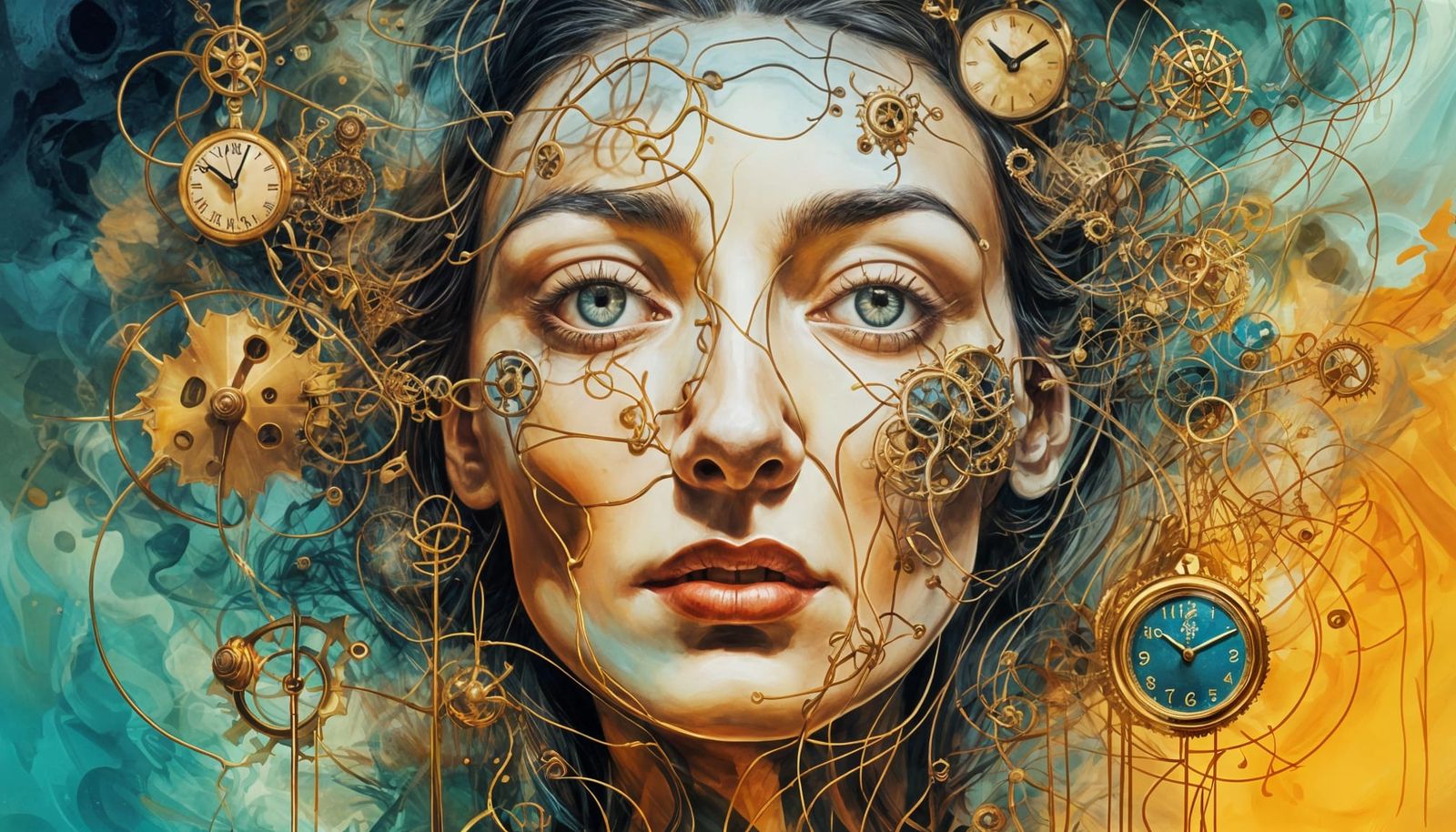 Surreal Woman in a Blizzard: Modern Painting