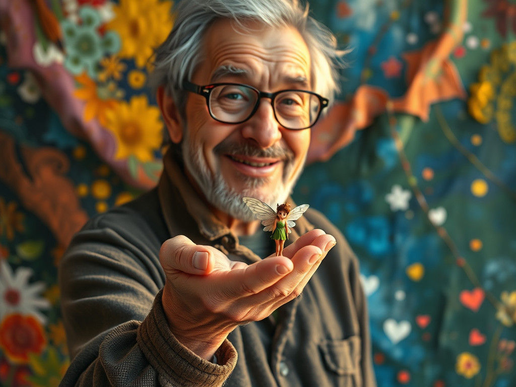 Artist and Fairy Painting a Canvas