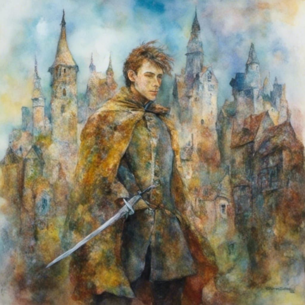 Knight with Long Hair in Old School Style