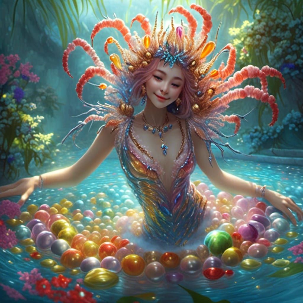 Isometric 3D Glass Wonderland with Nymphs