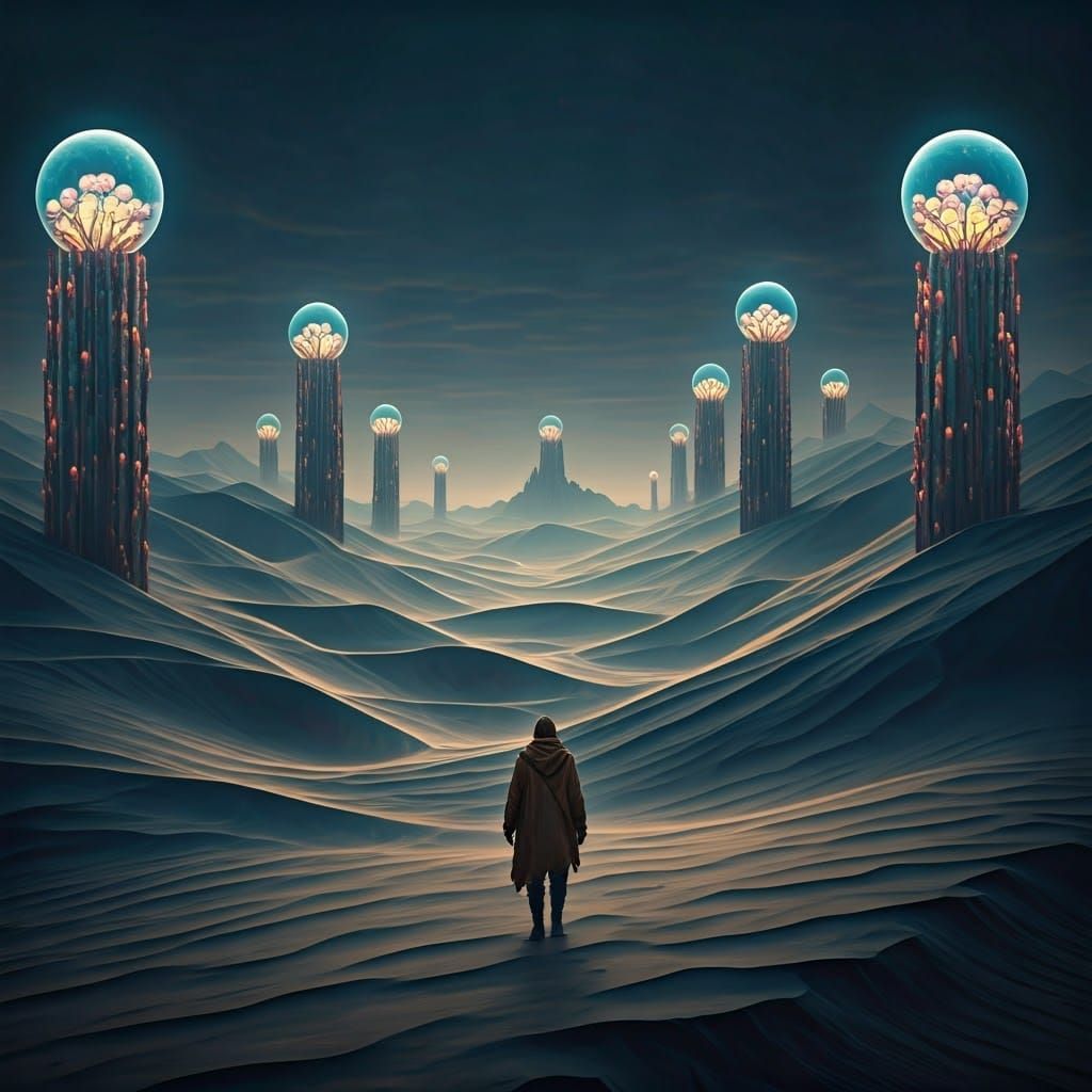 Crystalline Desert Landscape Inspired by Rutkowski