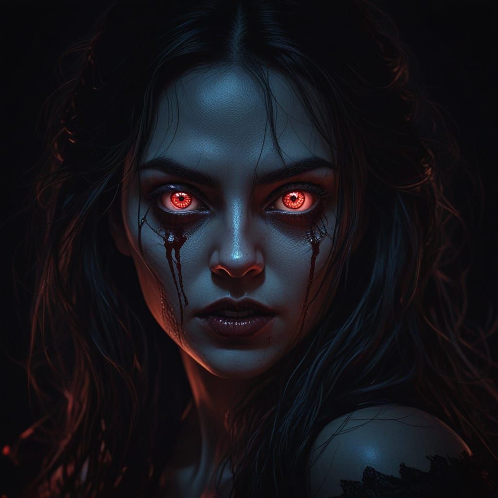Vampire with Blood Curse: Dark Digital Art