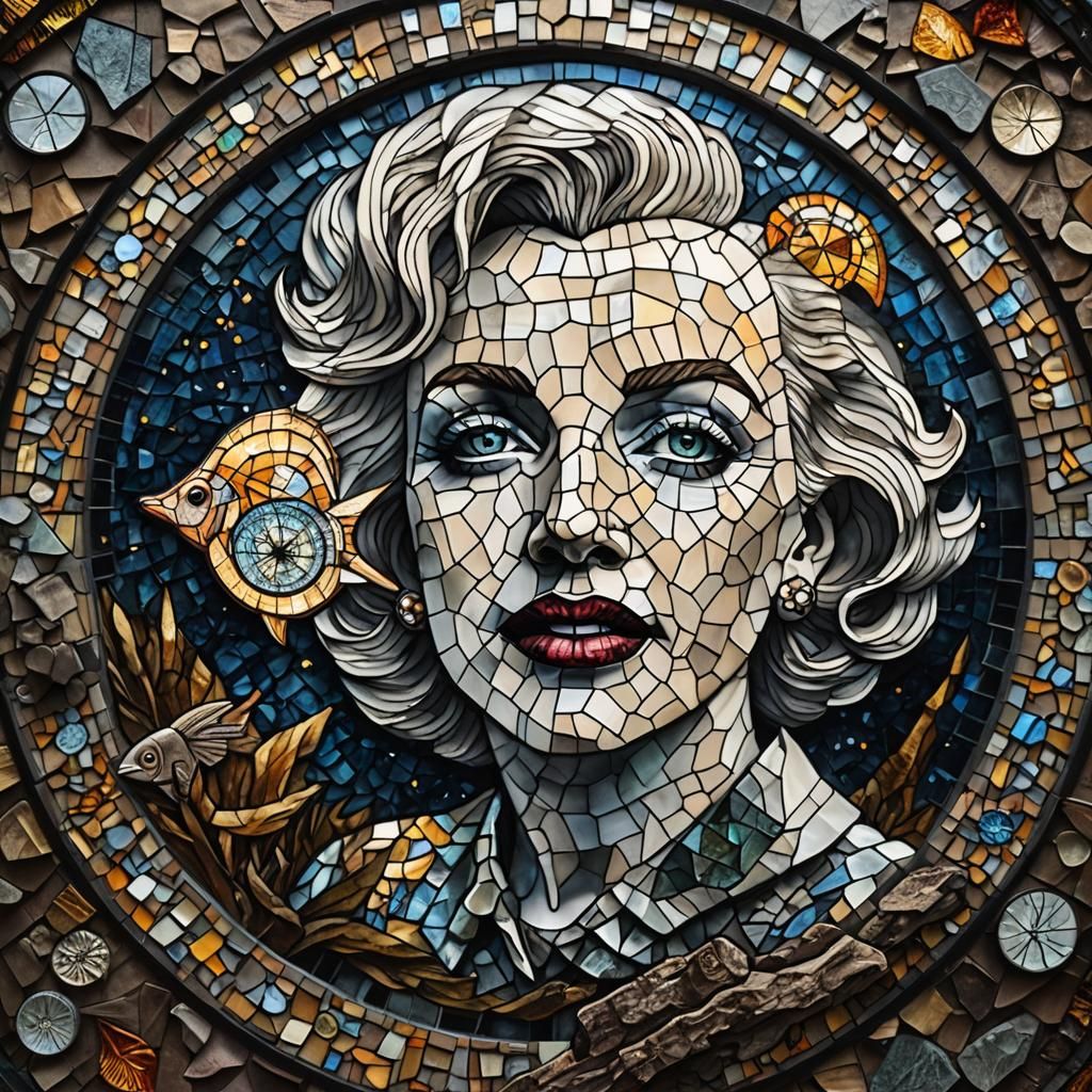 Stained Glass Marilyn Monroe with Stoic Stones