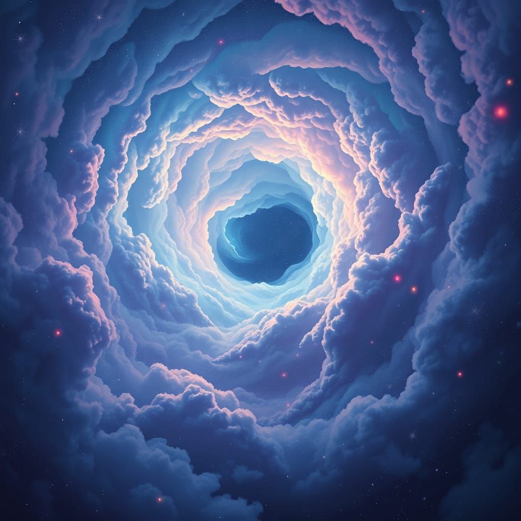 Dreamlike Tartarus: Iridescent Clouds in Surreal Landscape