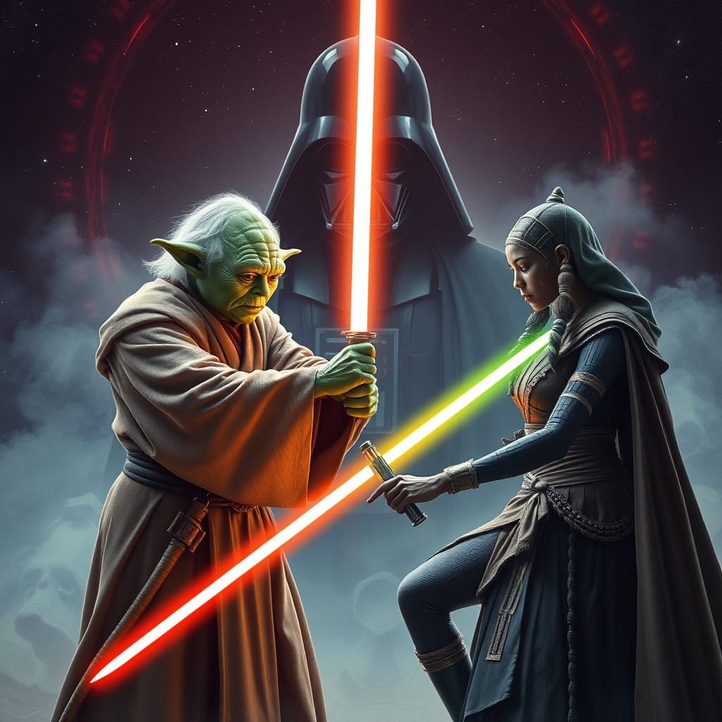 Jedi Master Yoda Mentors Ashoka Tano in Epic Lightsaber Duel