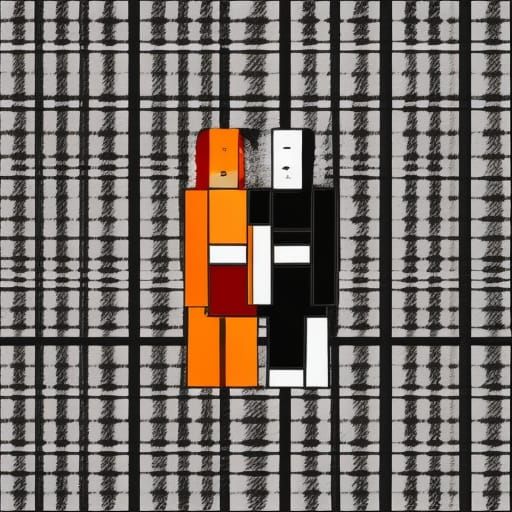 Meditators on Skateboard in Linocut Style