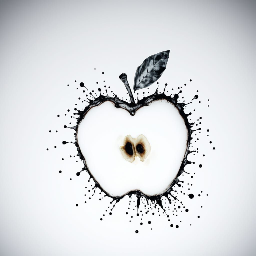 Ink Splatter Apple Macro Photography