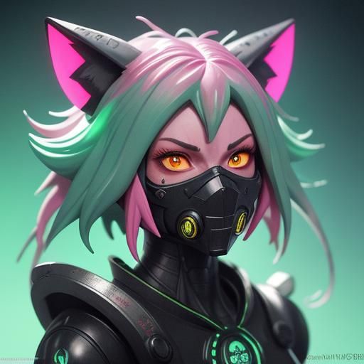 Anime Cat Girl Figurine Amidst Toxic Radiation