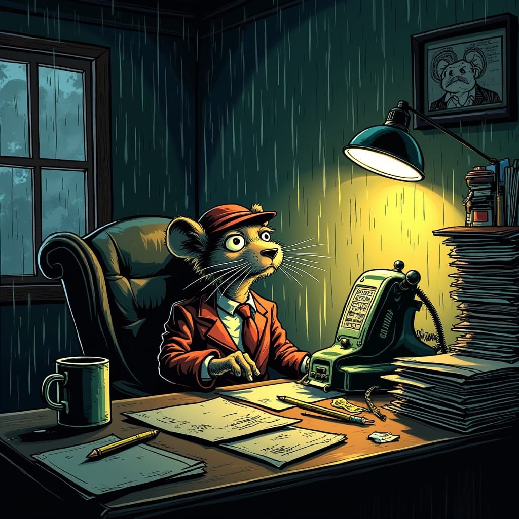 Gritty Cartoon Detective in Kustom Kulture Style