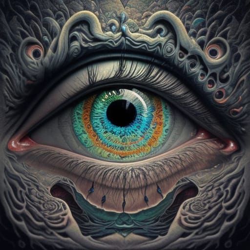 Surreal All-Seeing Eye on Barren Landscape