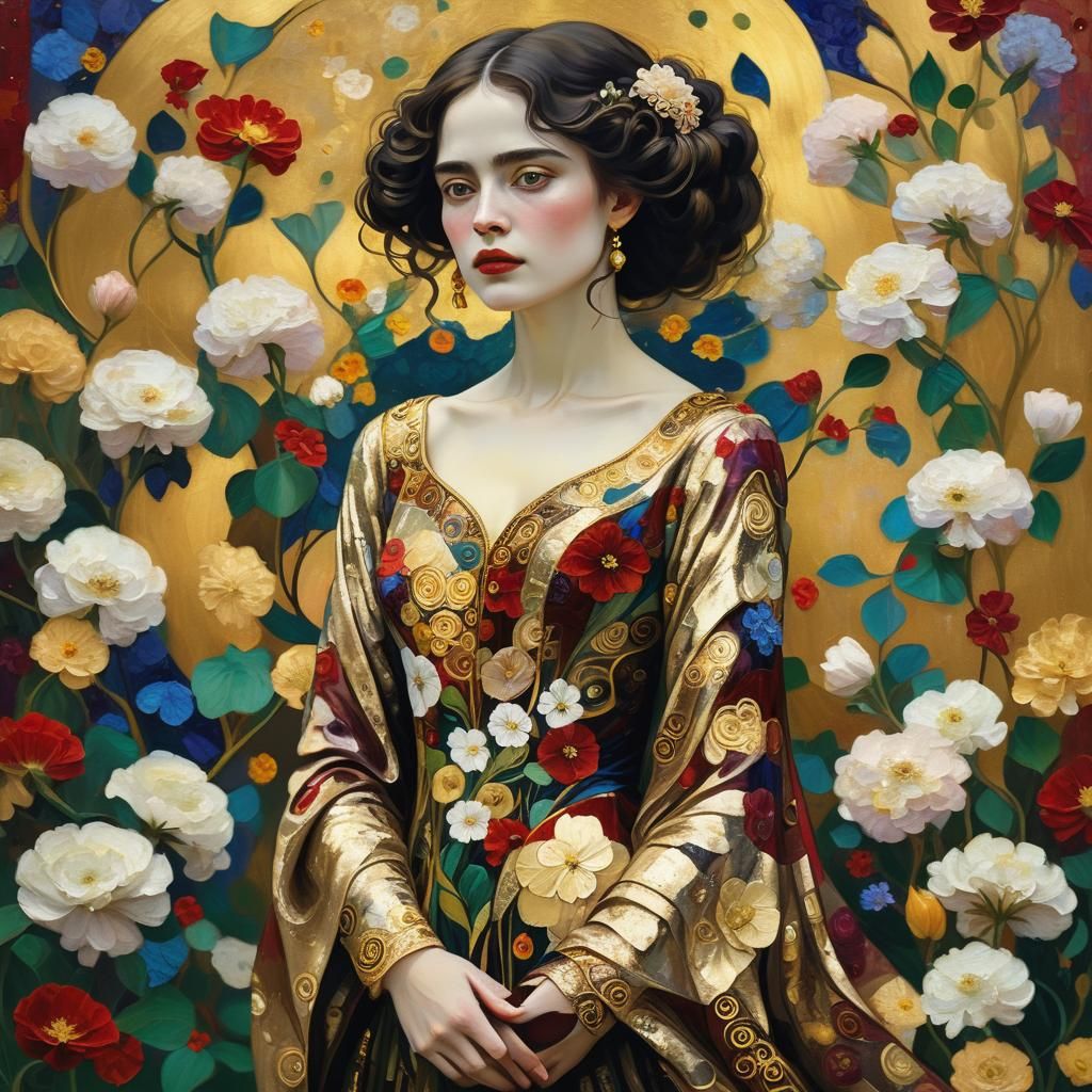 Lady in Wavy Dress, Post-Impressionism Oil Painting