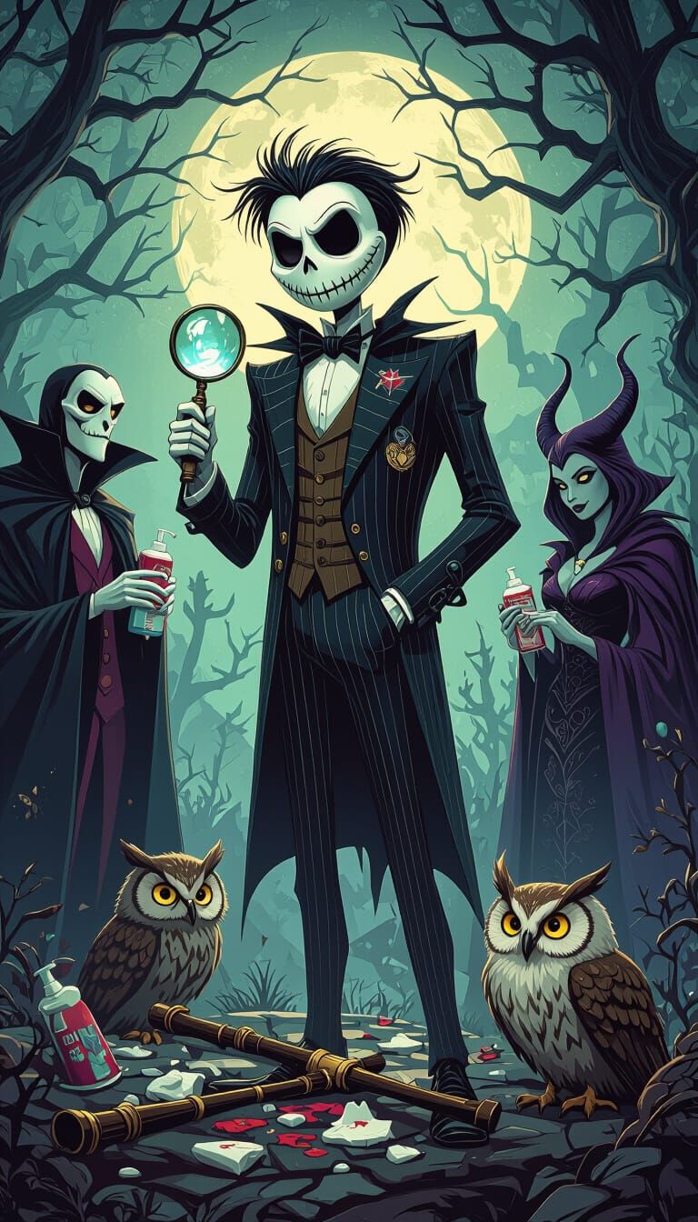 Jack Skellington as Detective in Gothic Fantasy Art