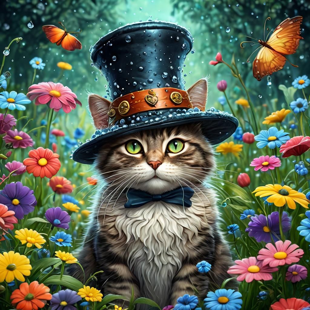 Magical Cat in Fairyland Illustration
