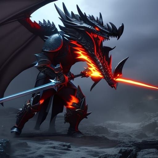 Paladin Knight Dragon Battle: Dark Fantasy Masterpiece