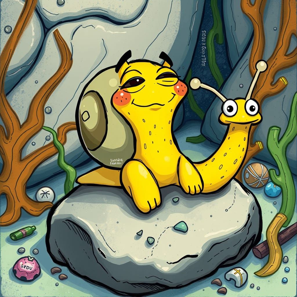 Gary the Snail in Whimsical SpongeBob-Inspired Art