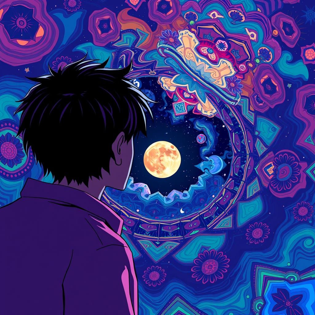 Kaleidoscope Moon: A Cinematic Anime Scene