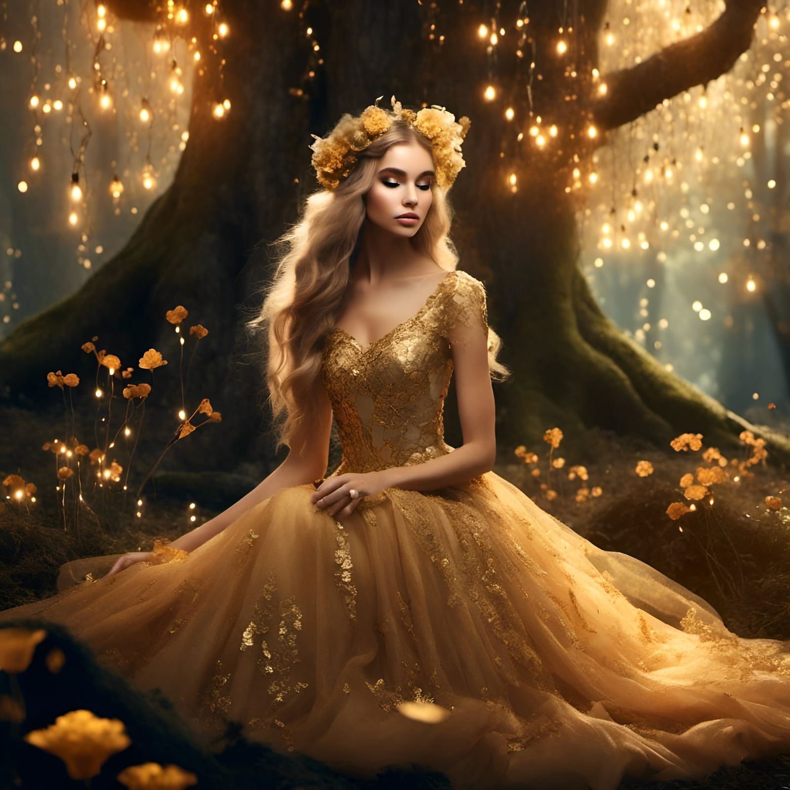 Elegant Elf Girl in Magical Forest