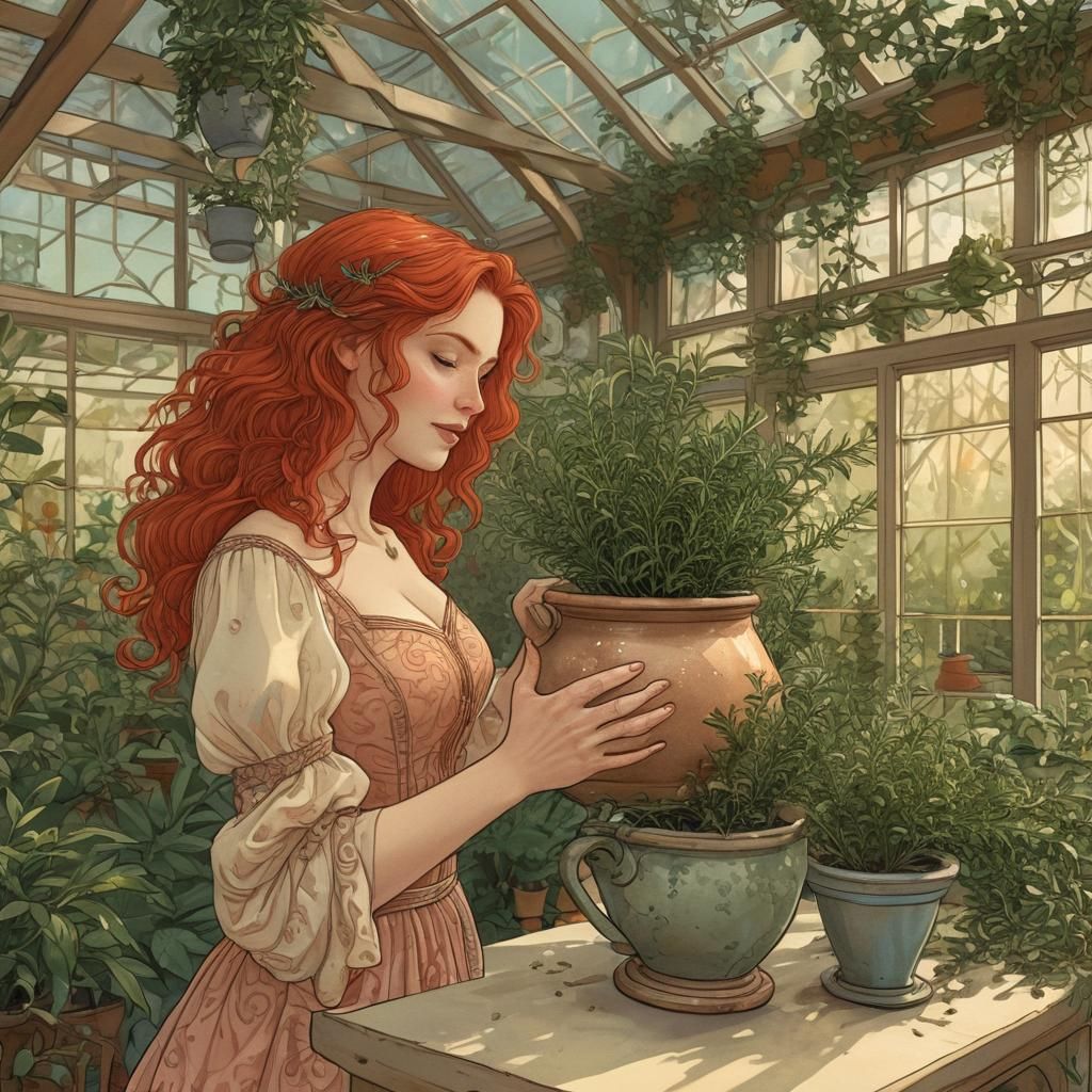 "In a large, beautifully appointed conservatory, A charmingl...