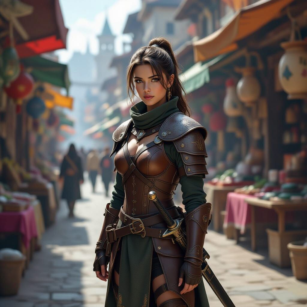 Brynn at the Kenta Market: Dystopian Realism Art