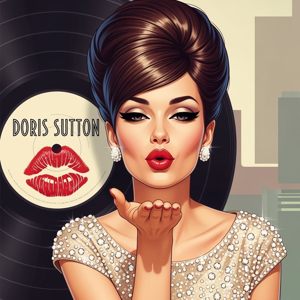 Retro 1960s Woman with Kiss Blowing, in Art Deco Style