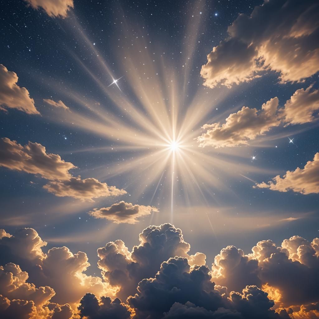Heavenly Starlight Night with Divine Beams