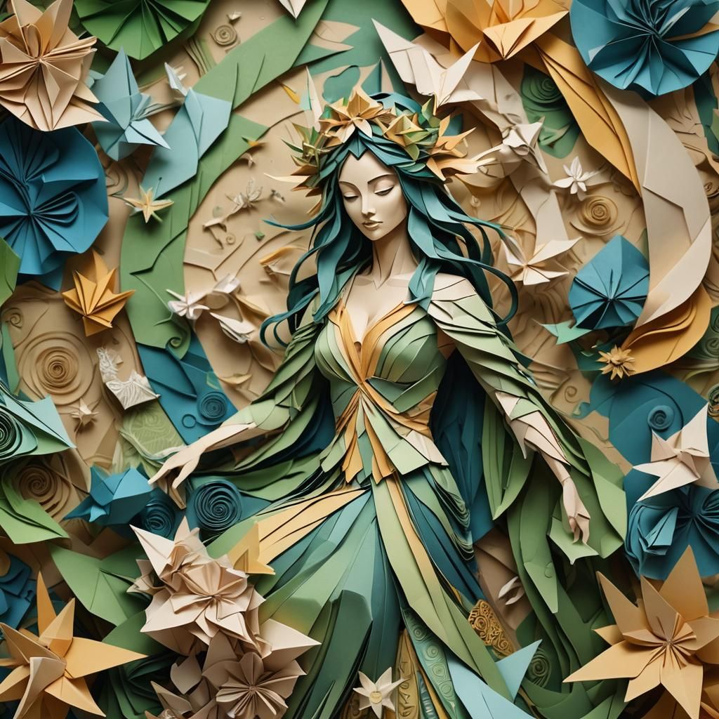 Gaia Guiding Origami Earth: Japanese Papercraft Art