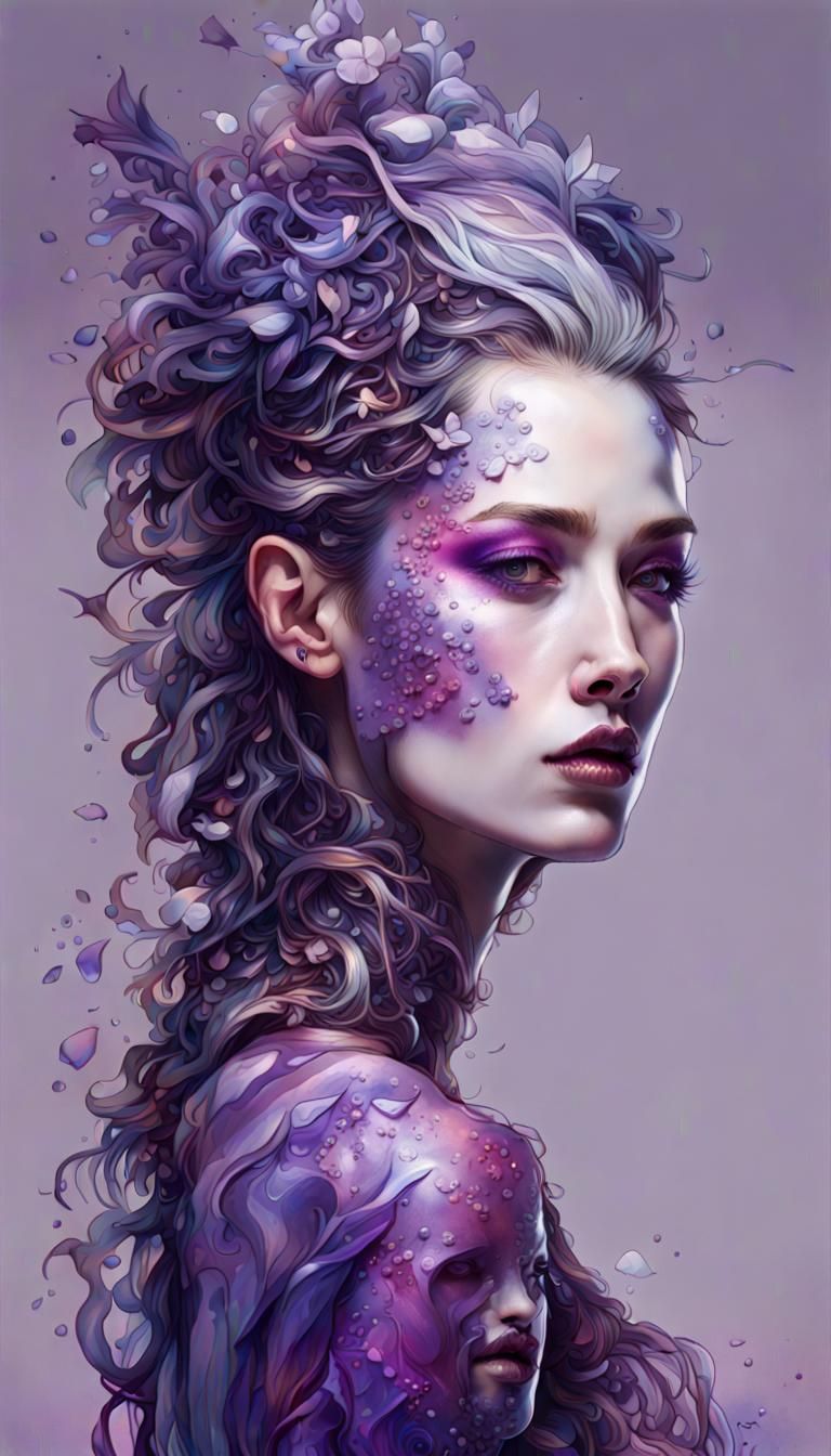 Elegant Purple Zombie Portrait in 8K Resolution