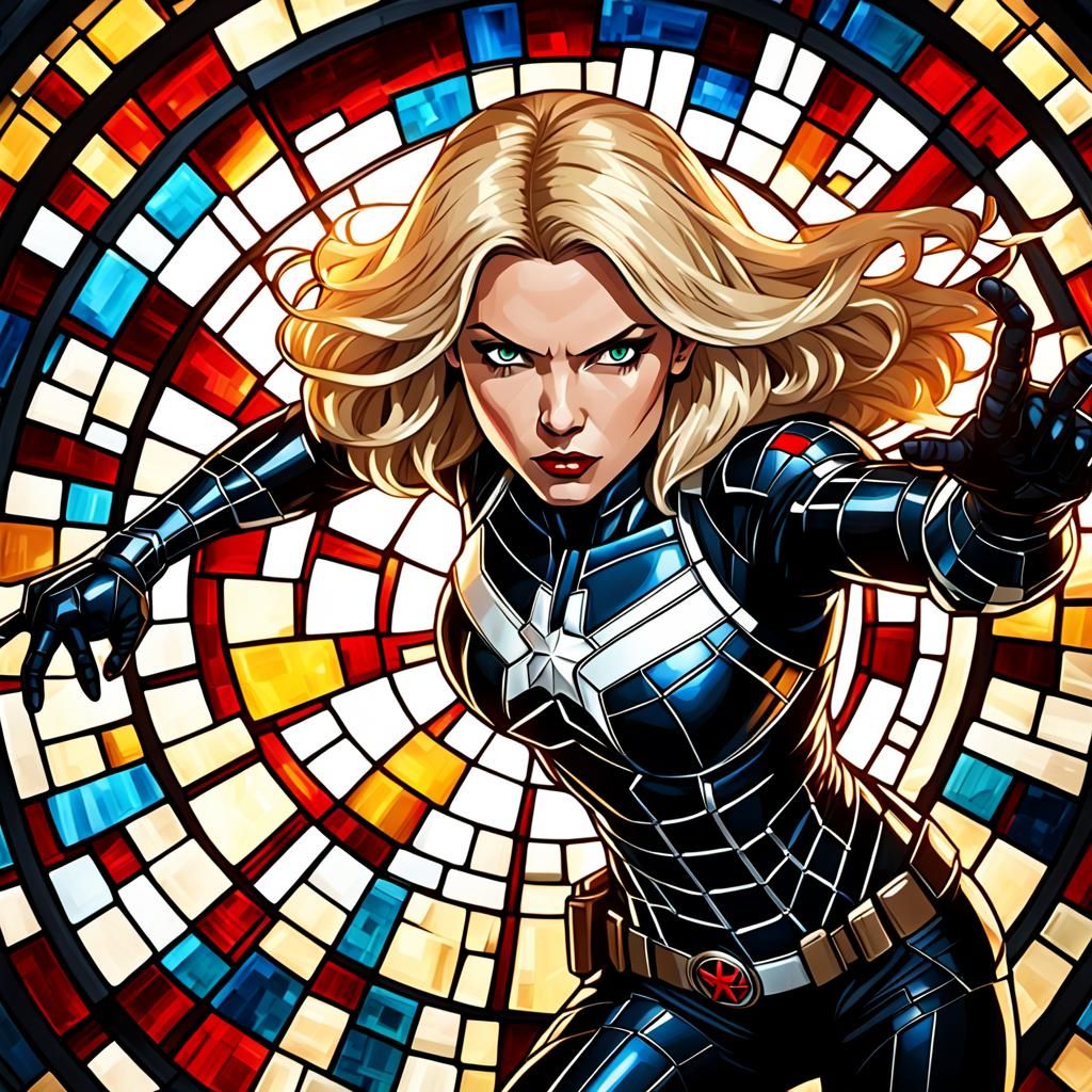 Black Widow Stained Glass Mosaic Superhero
