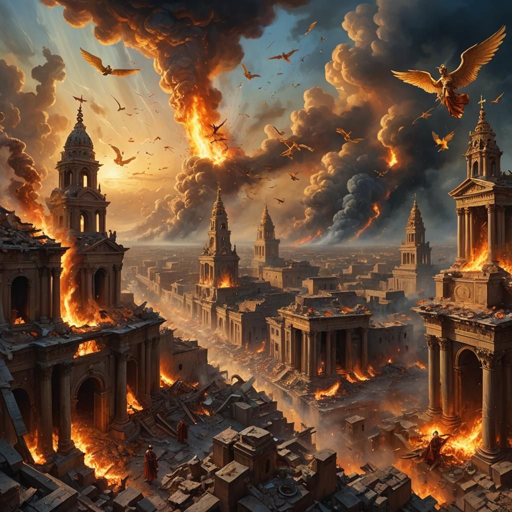 Apocalyptic Vision: Angels Herald Babylon's Destruction