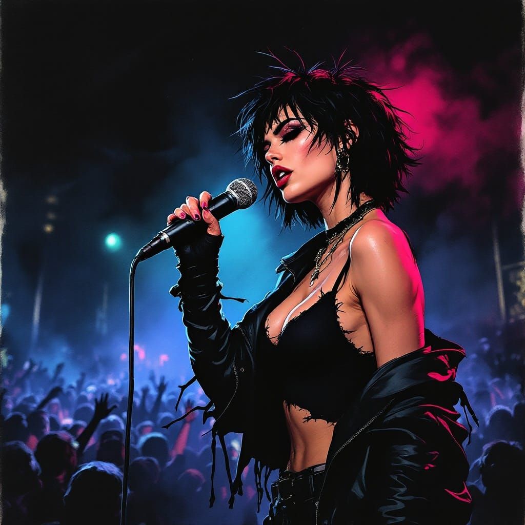 Rebellious Punk Rock Concert in Bold Noir Style