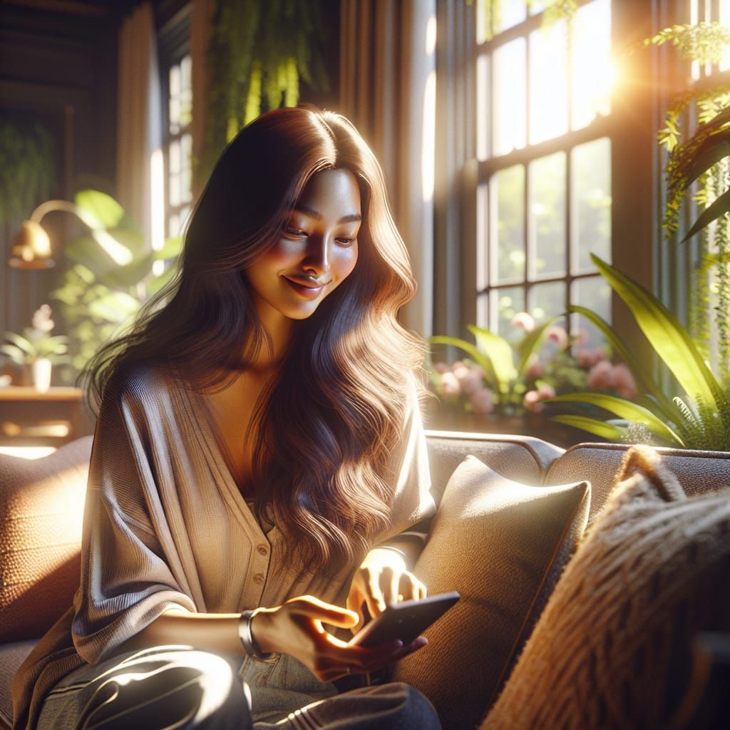 Hyper-Realistic Portrait of a South Asian Woman in a Cozy Li...