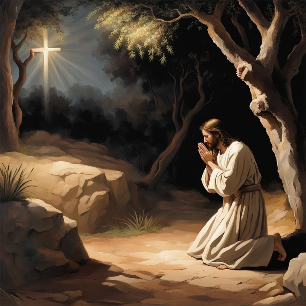 Jesus Praying in Gethsemane Digital Art