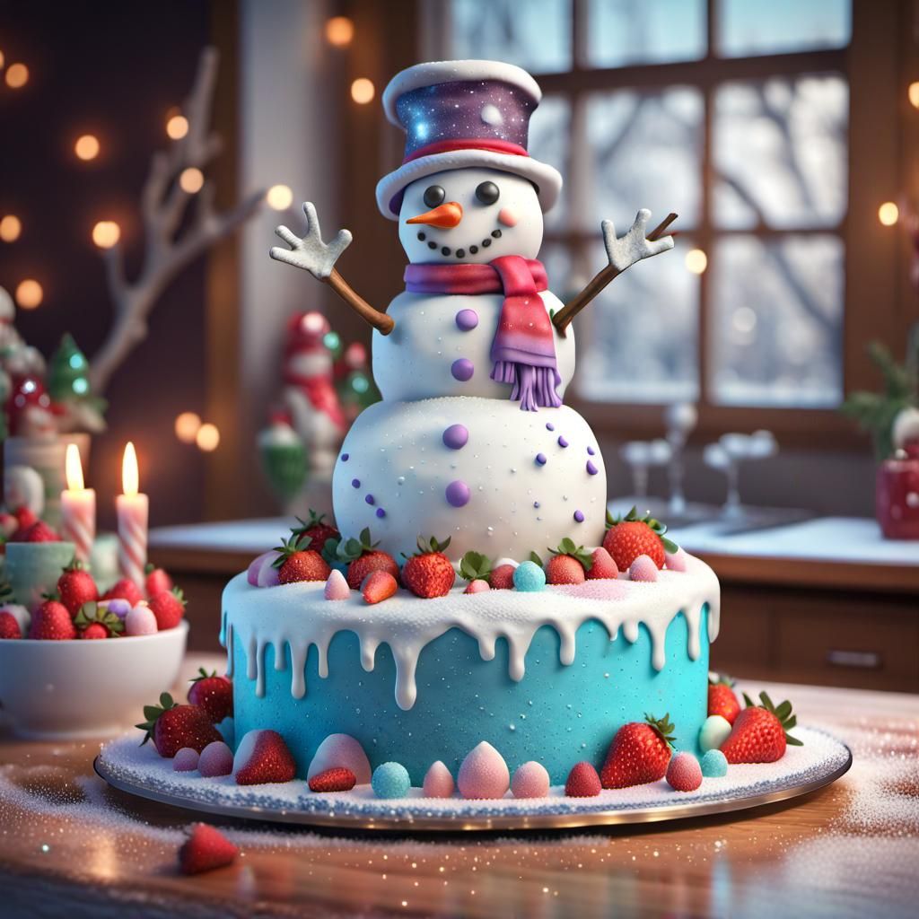 Spectacular Snowman Cake Sculpture with Festive Icing
