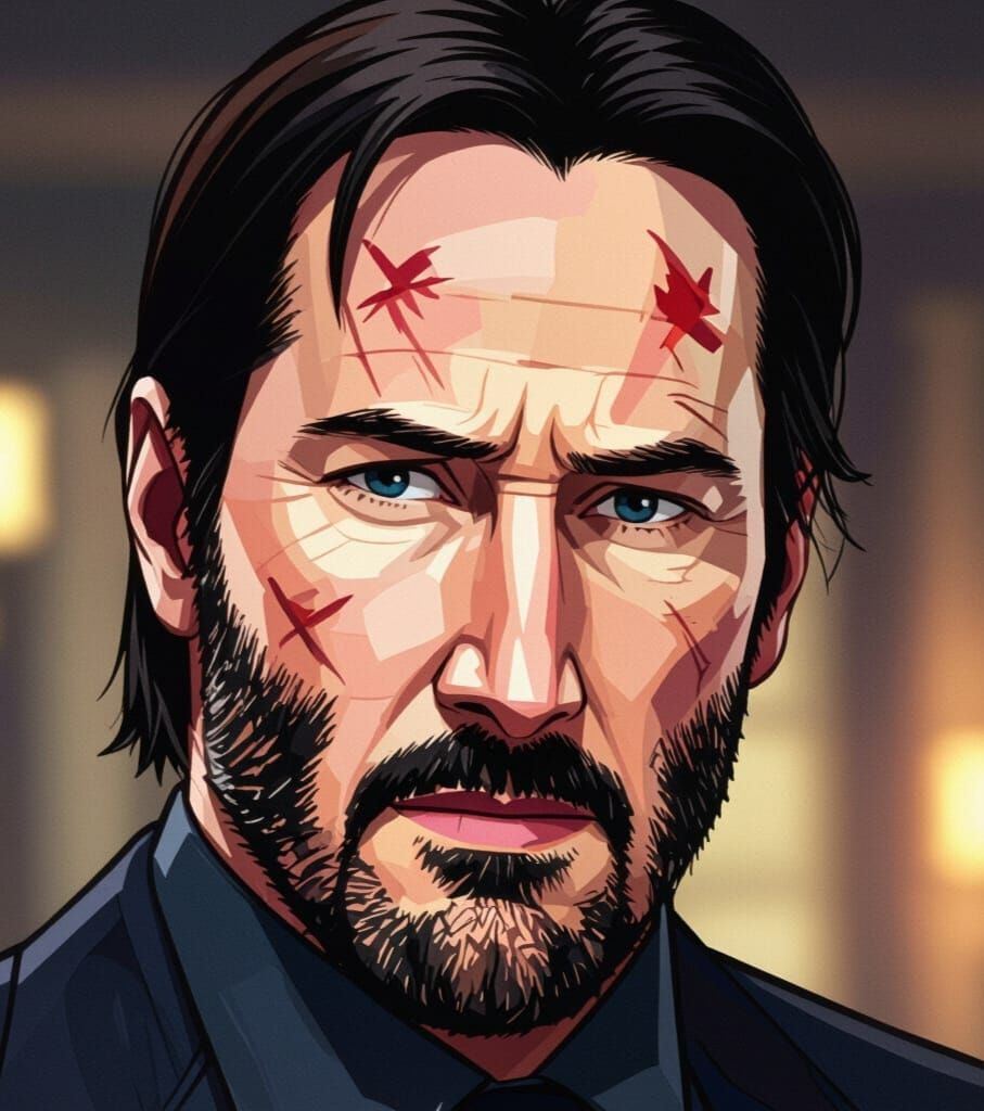 John Wick Glances Sideways in Intense Portrait