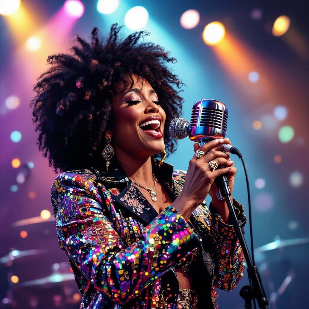 Black Musician Sings Country Disco with Afro