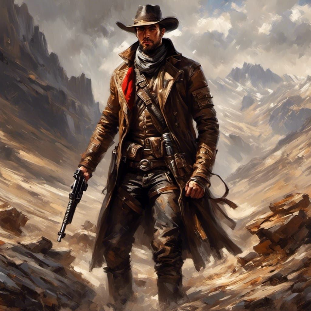 Epic Rugged Gunslinger in Wild West Style