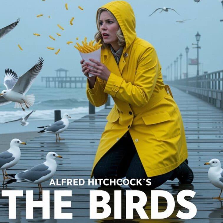 Alfred Hitchcock's The Birds Movie Poster: Woman Fights Seag...