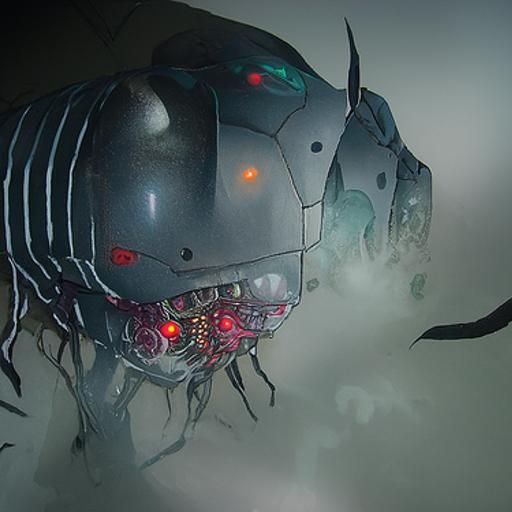 Bio-Armored Monster in Mist: Biopunk Art