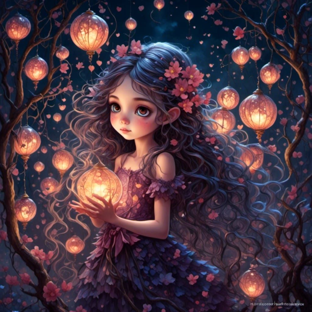 Enchanted Fairy Girl in Cosmic Night Sky